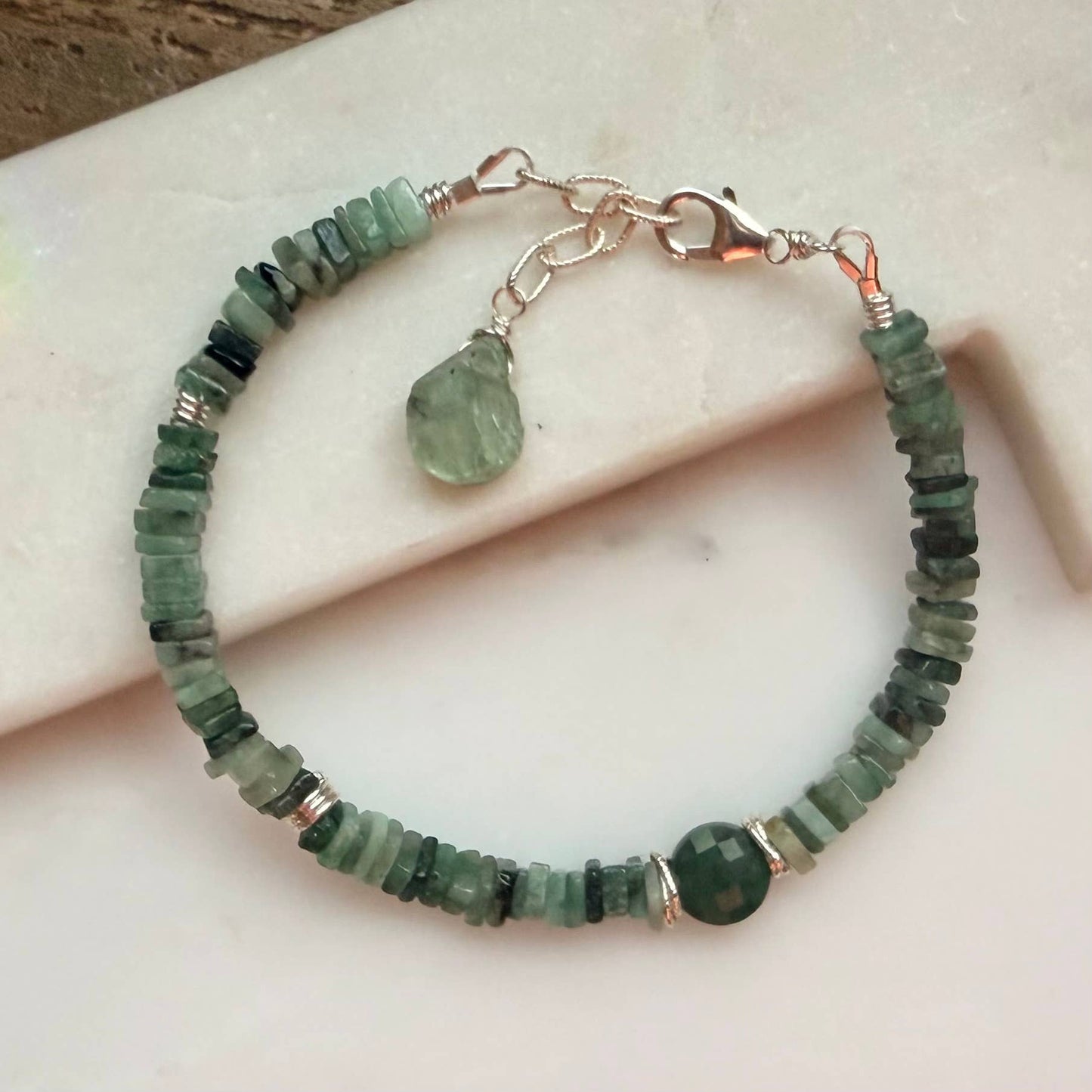 Emerald Heishi Gemstone Bracelet