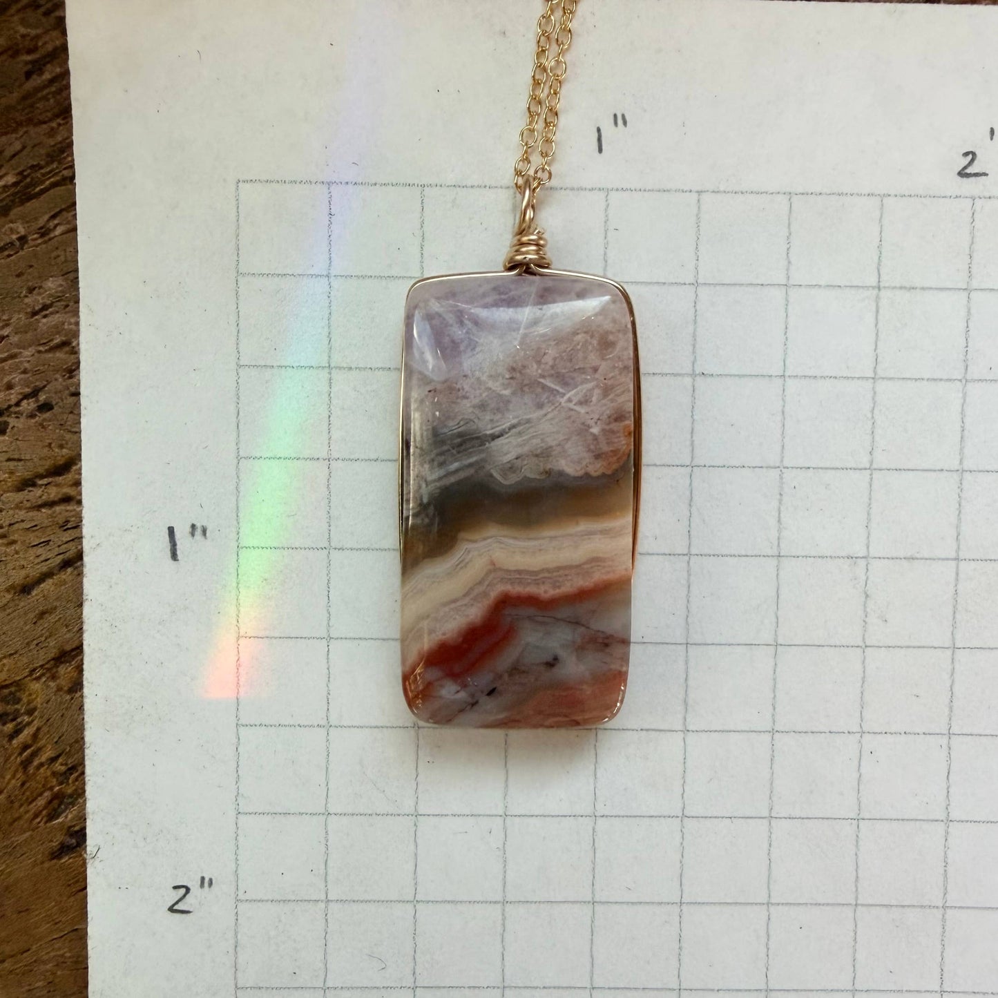 Natural Rainbow Amethyst Pendant. Rare Gemstone Necklace.