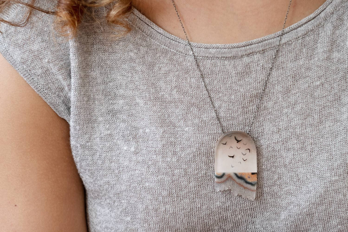 Sunset Flock Crystal Necklace | Hand Painted