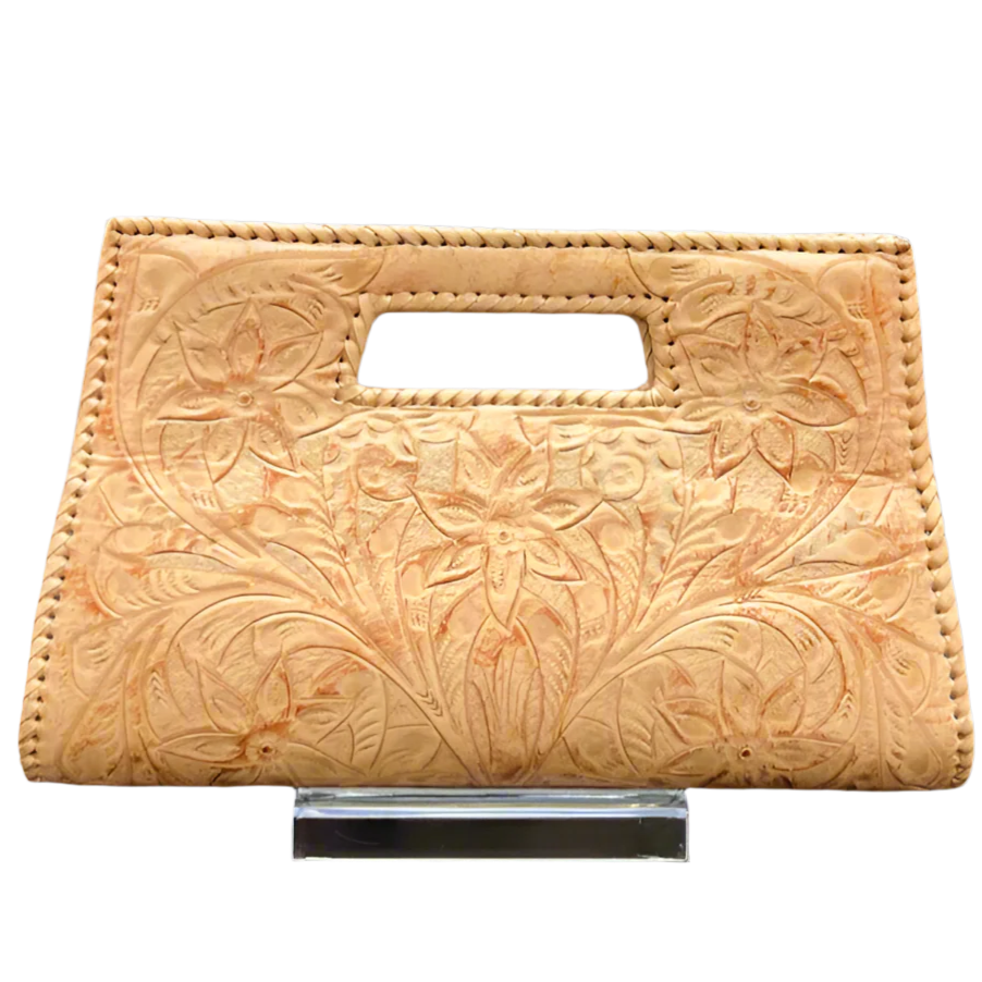 The Caroline: Hand-tooled leather Clutch/Crossbody bag