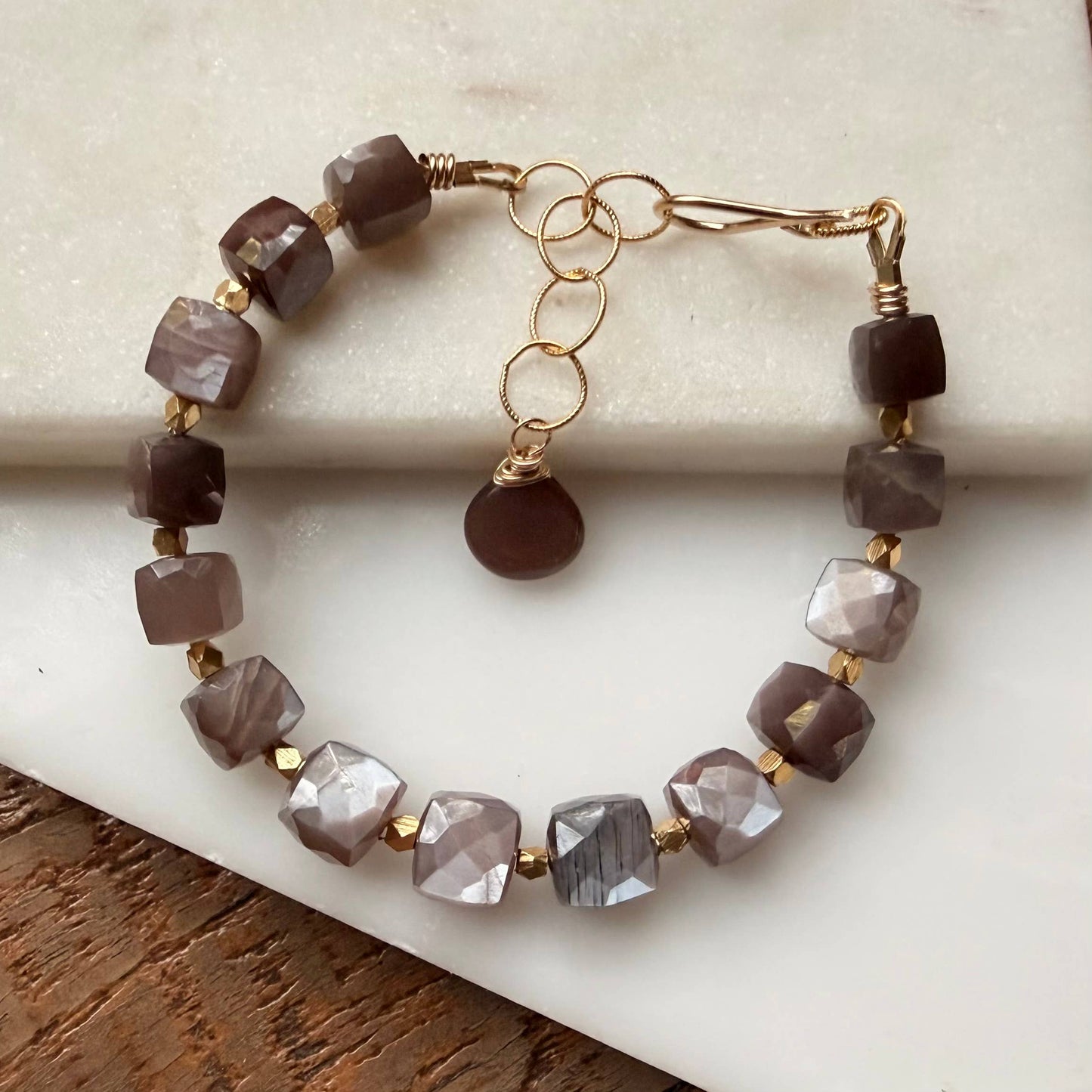 Chocolate Moonstone Beaded Bracelet