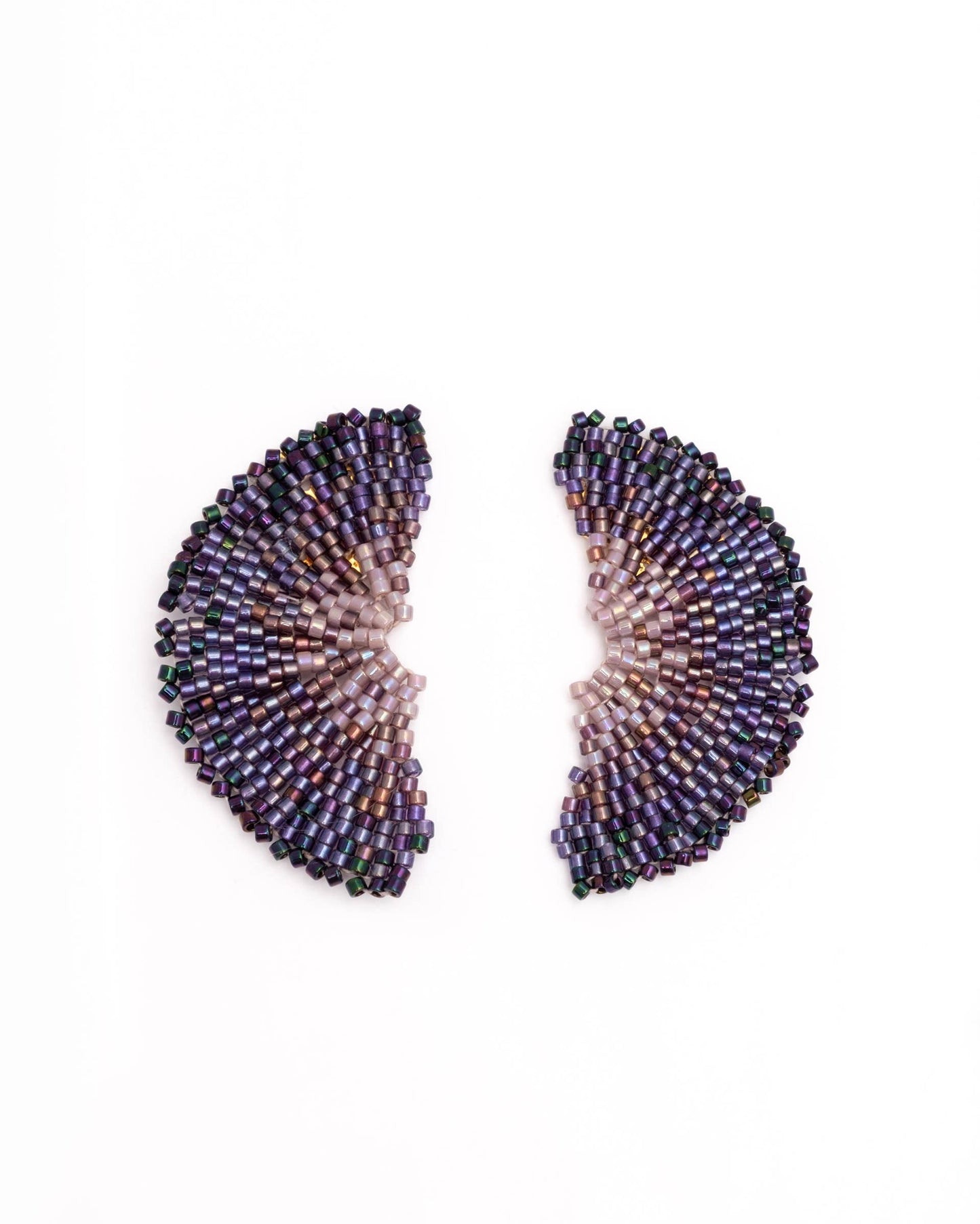 Beaded Handwoven Ginkgo Leaf Stud Earrings