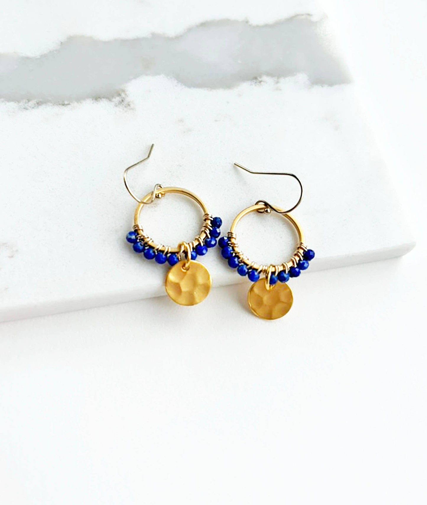 Lapis Lazuli Boho Earrings | Blue and Gold Earrings