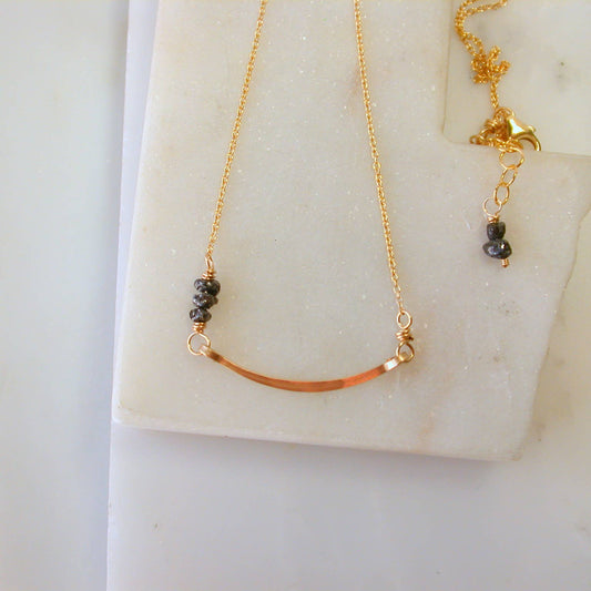 Black Diamond Nugget Modern Minimalist Necklace
