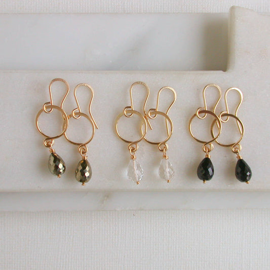 Petite Gemstone Drop. Choose metal and stone.