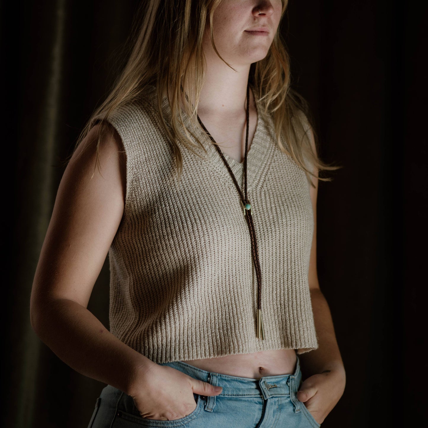Shepherd Bolo Tie  |  Pearl or Turquoise
