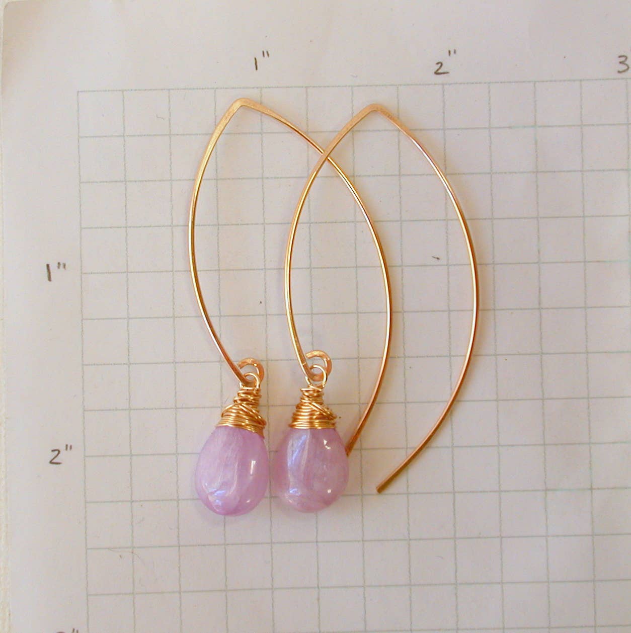 Polished Kunzite Curving Earrings