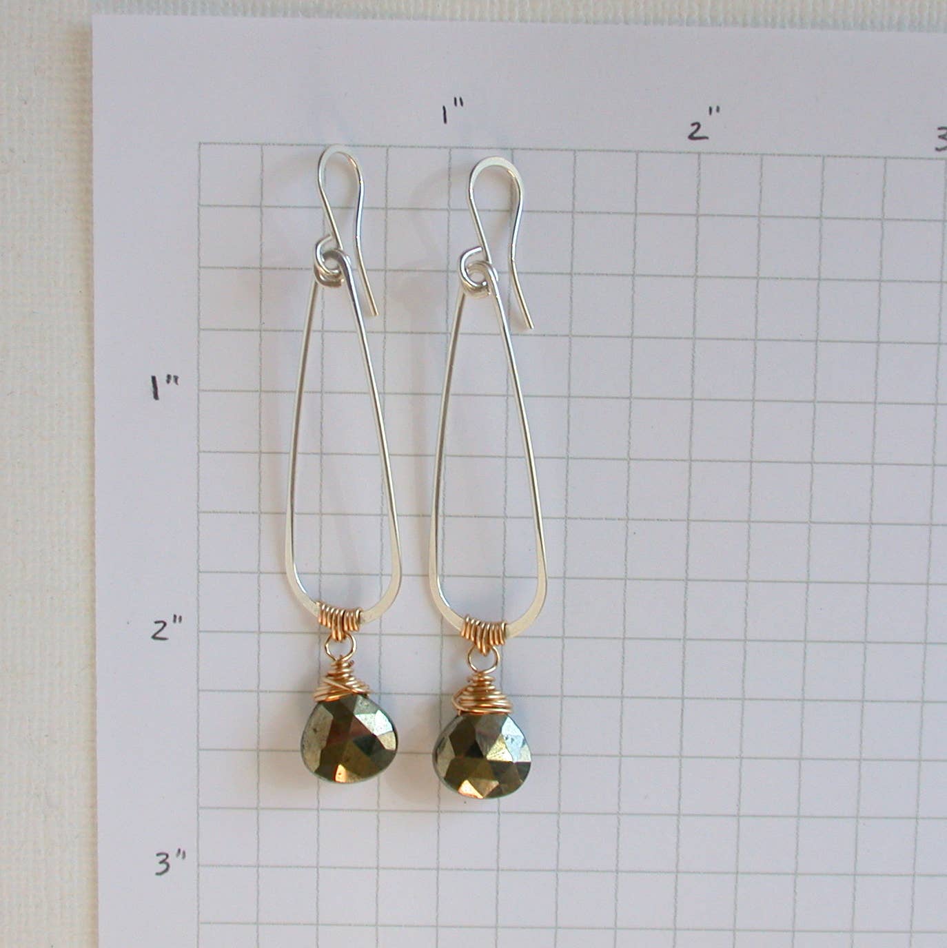 Mixed Metal Pyrite Drop Earrings
