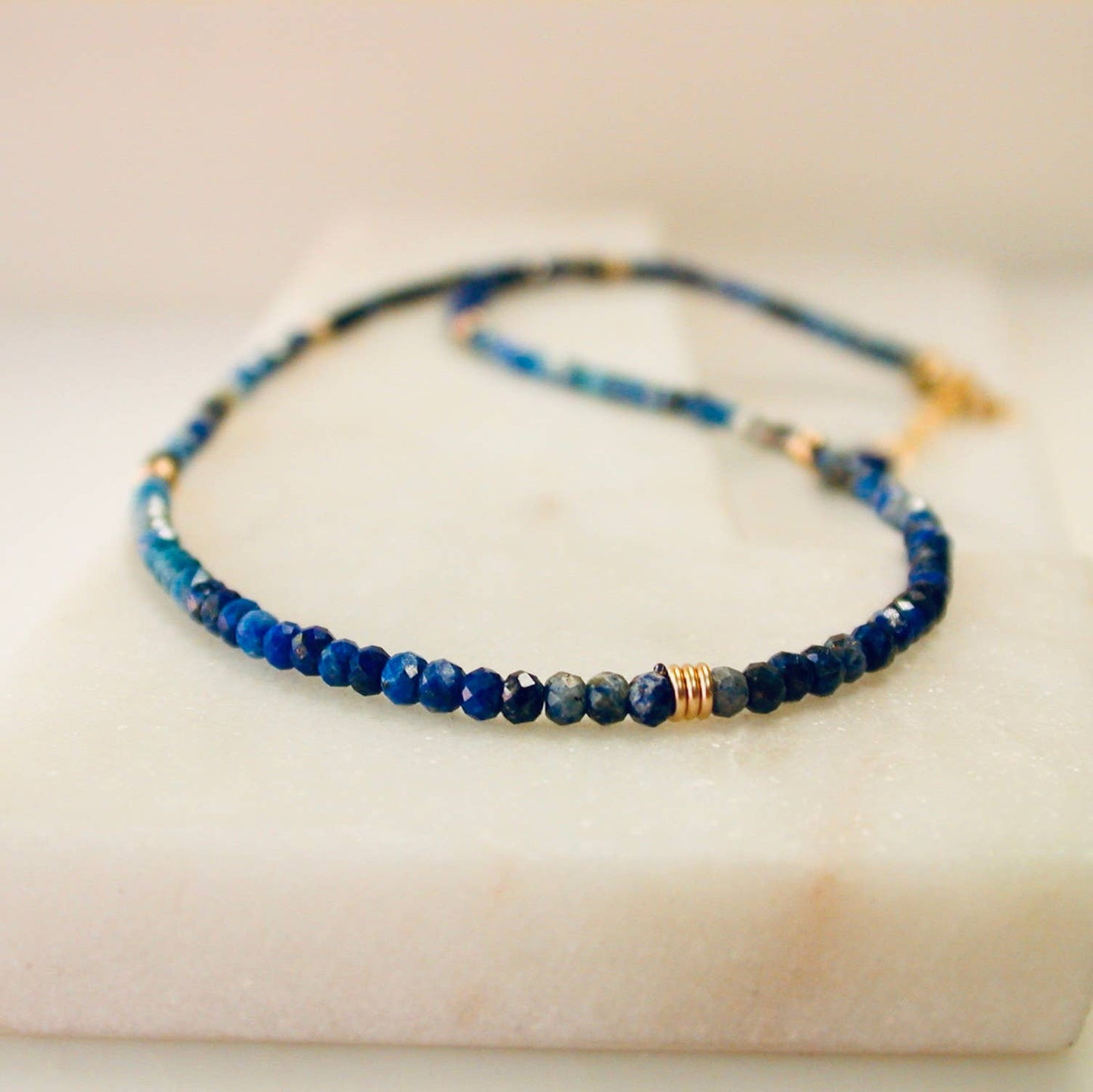 Sterling and Lapis Beaded Necklace