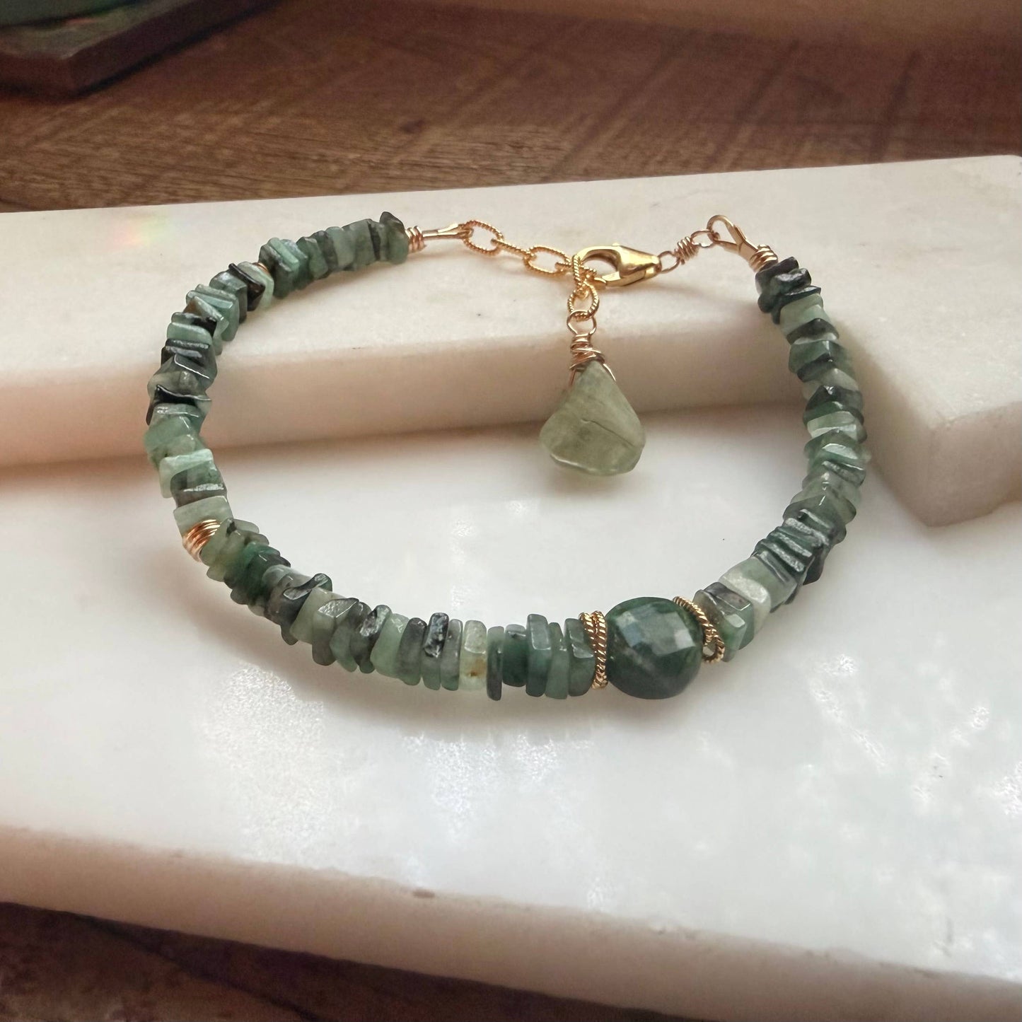 Emerald Heishi Gemstone Bracelet