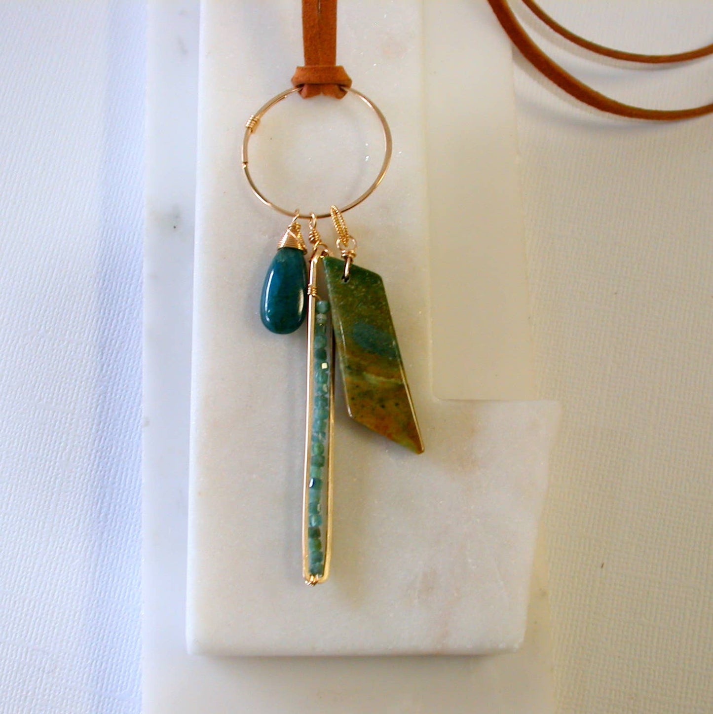 One of a Kind: Gemstone Pendant Necklace. Jasper. Apatite, Tourmaline
