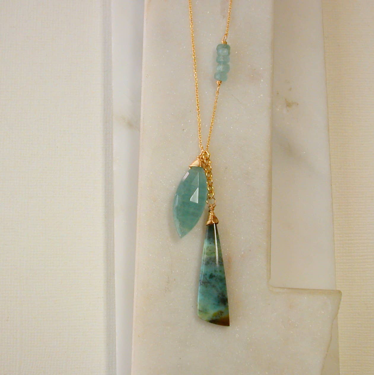Limited Edition: Chrysocolla and Aquamarine Gemstone Necklace