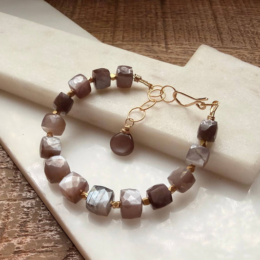 Chocolate Moonstone Beaded Bracelet