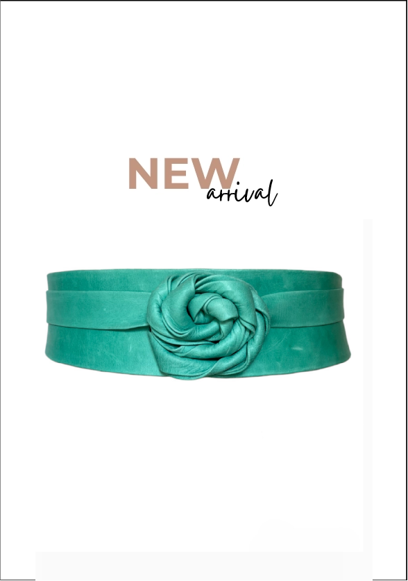 Leather Wrap Belt - Aqua