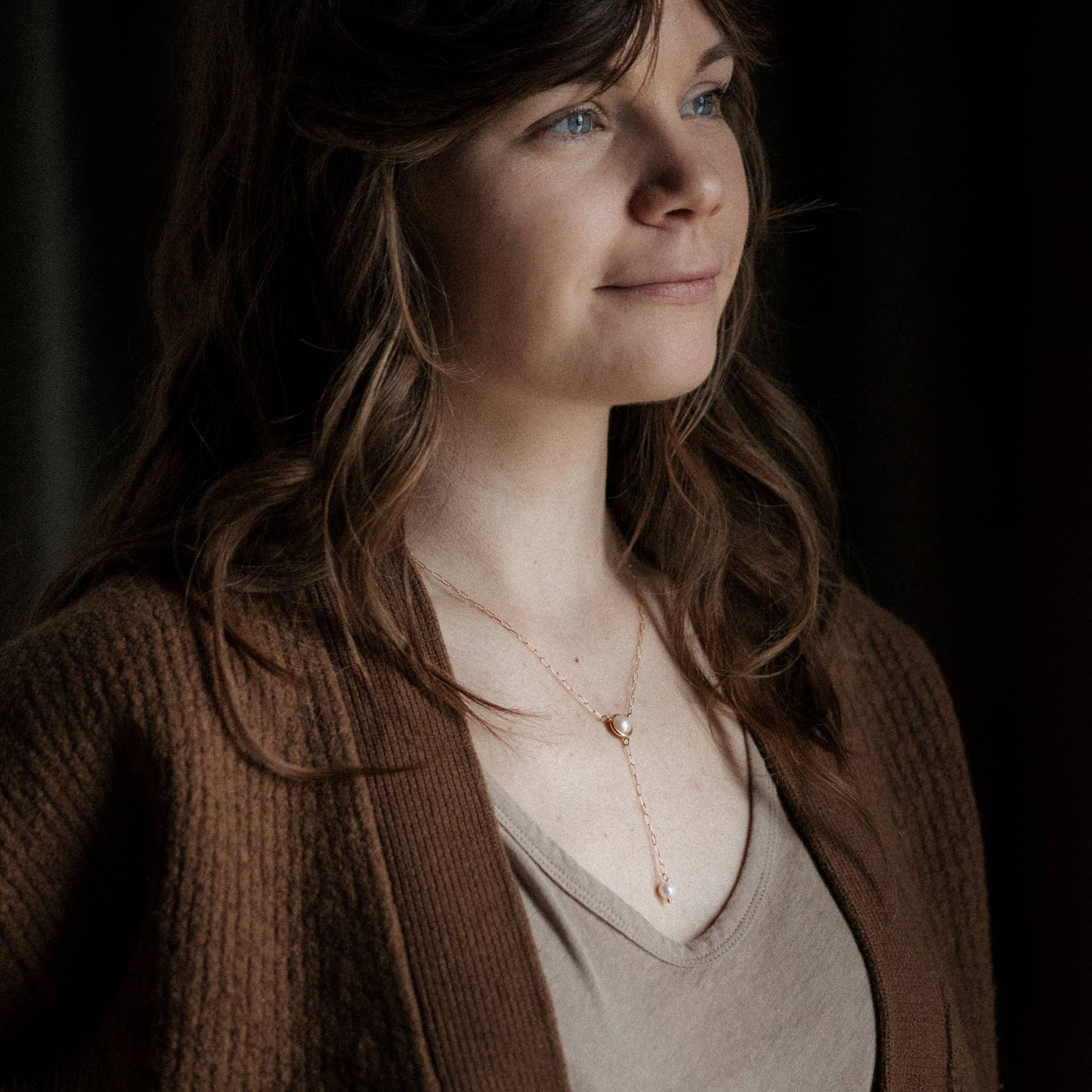 Lariat Necklace | Pearl