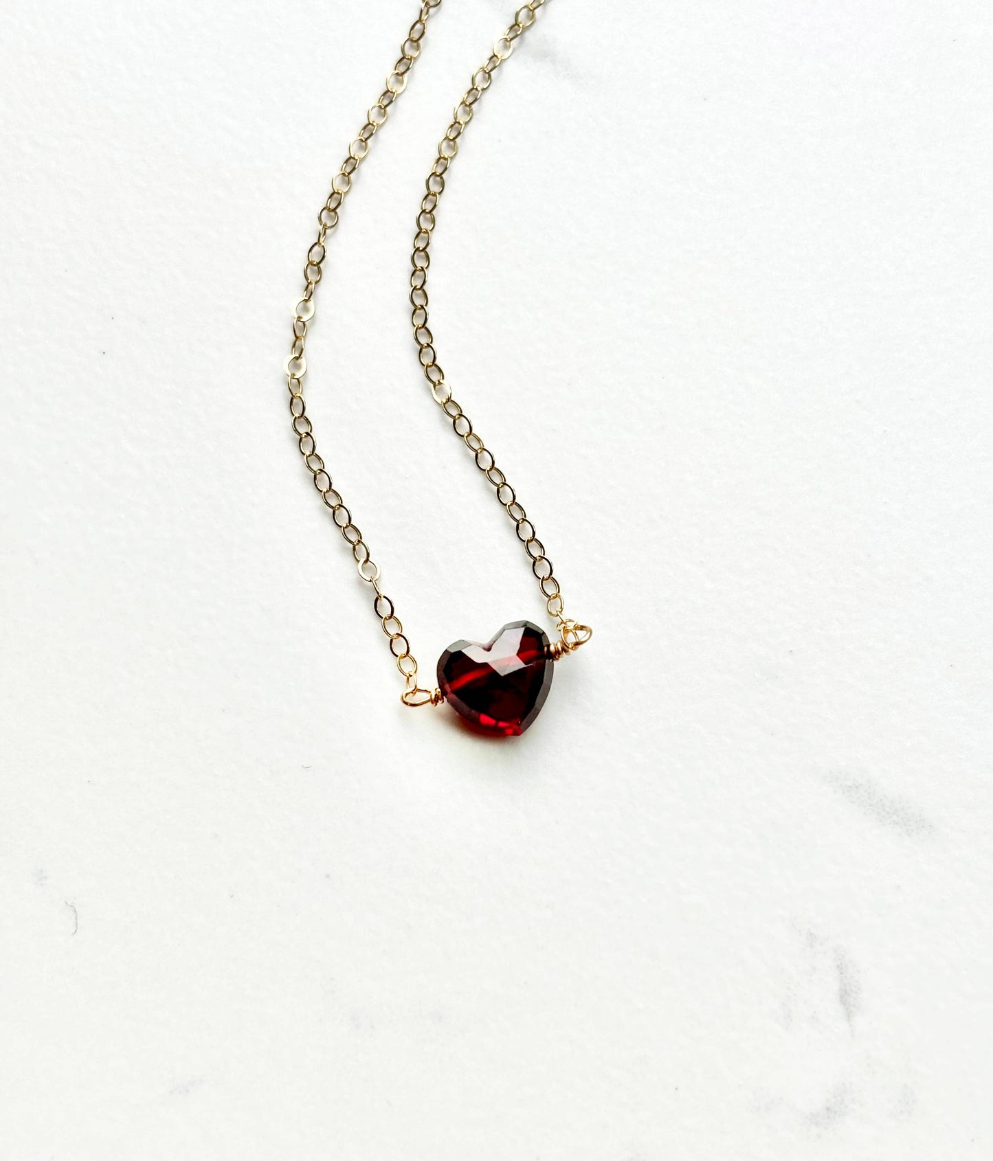 Garnet Heart Necklace | Minimalist Design