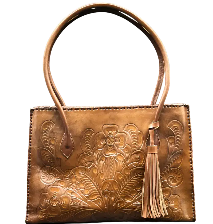 The Amy: Hand-tooled leather tote