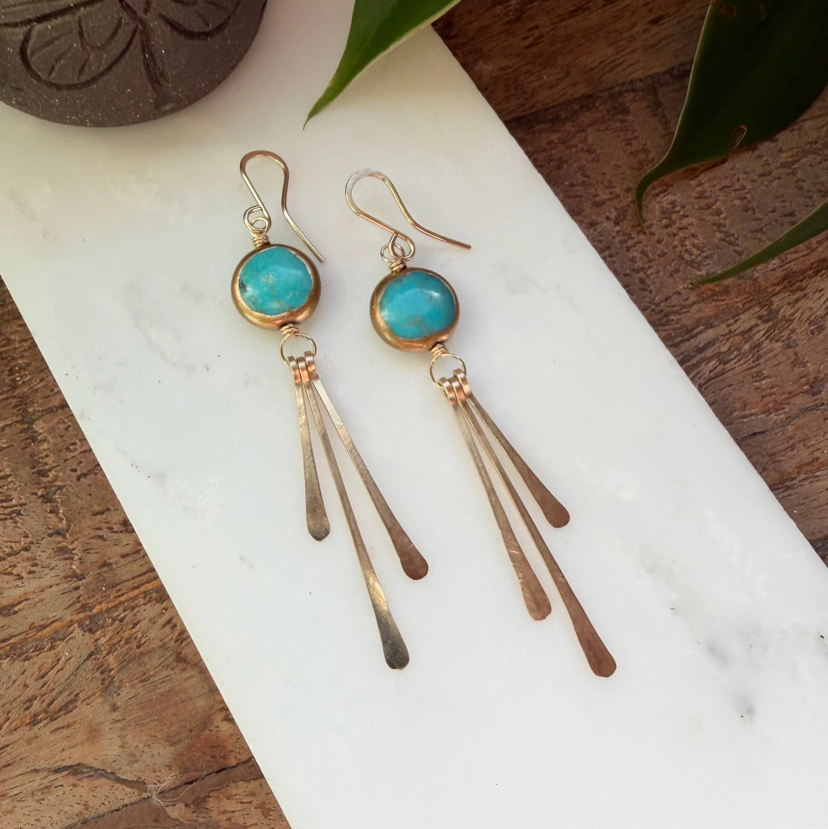 Turquoise Coin Fringe Earrings