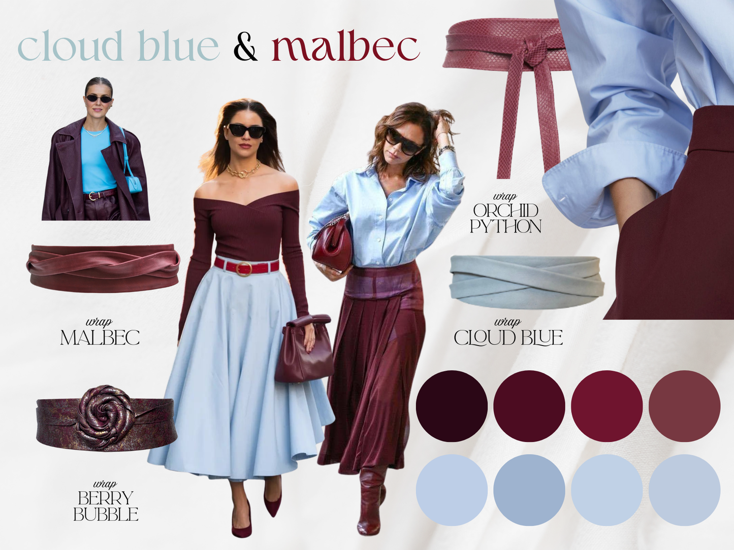 Leather Wrap Belt - Malbec