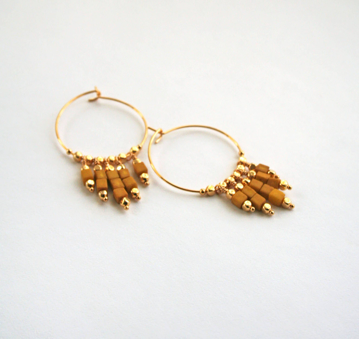 Mustard Yellow Boho Hoops