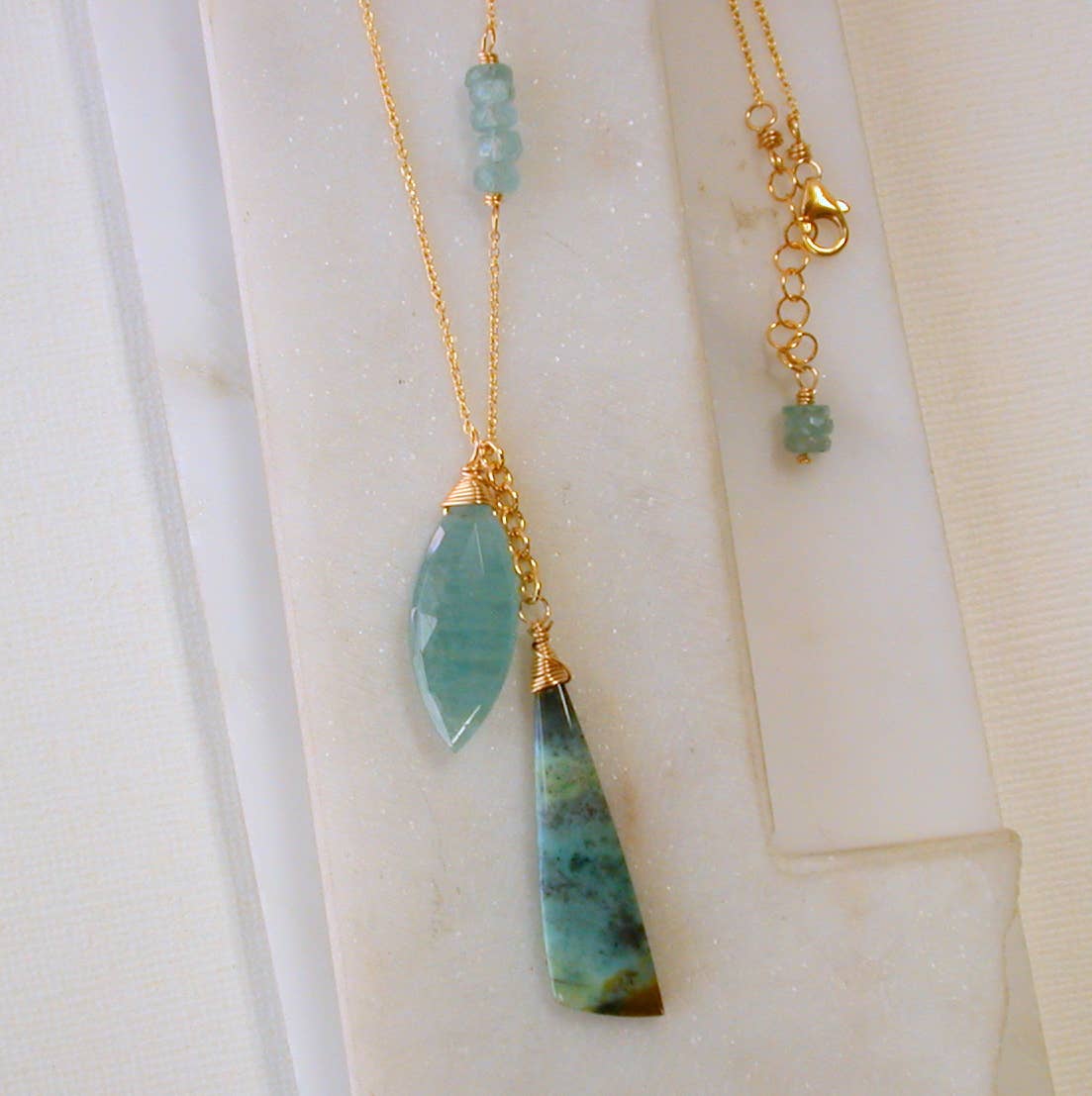 Limited Edition: Chrysocolla and Aquamarine Gemstone Necklace