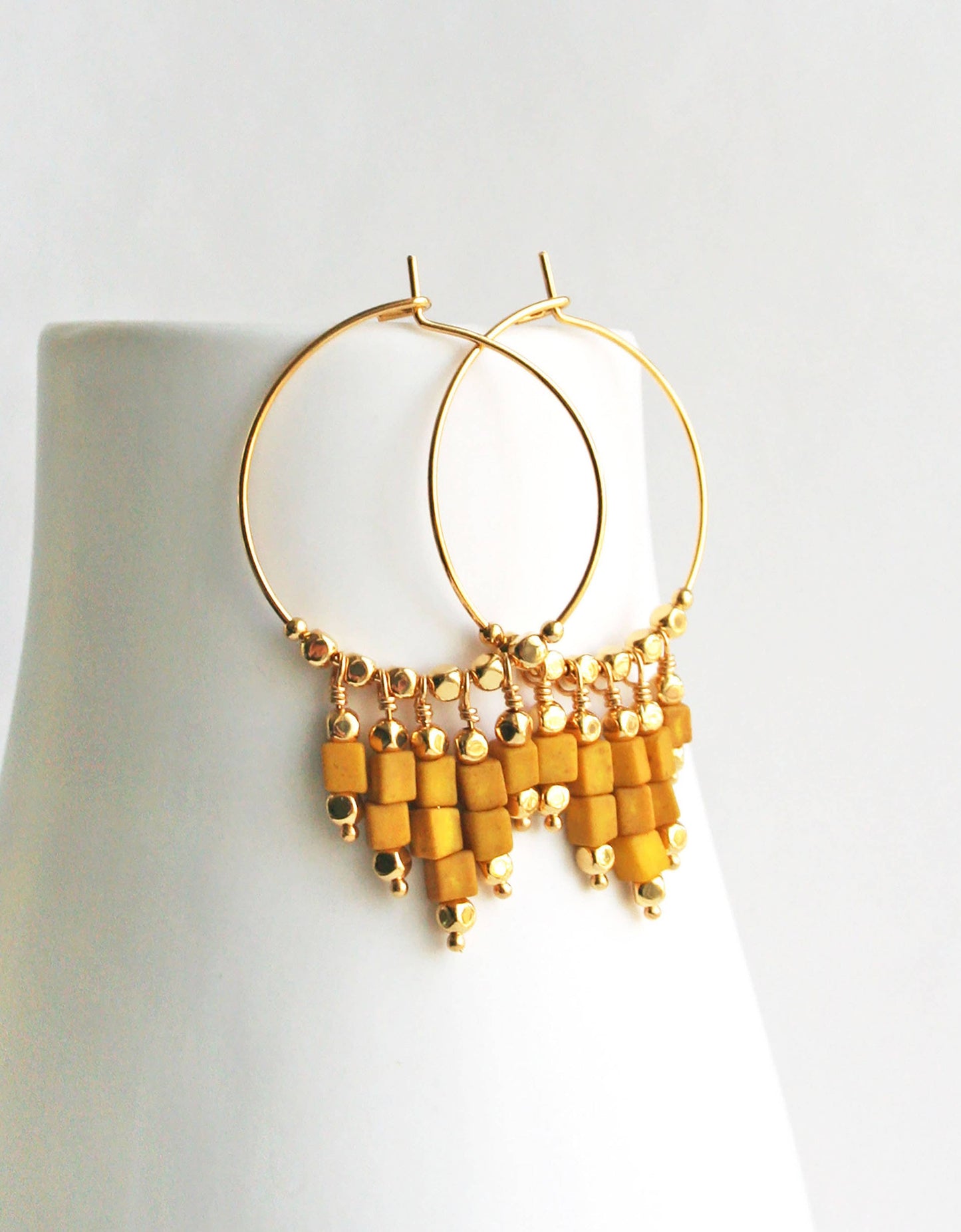Mustard Yellow Boho Hoops