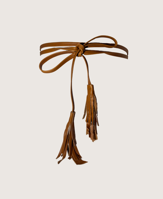 Ember Leather Wrap Tassel Belt – Toffee