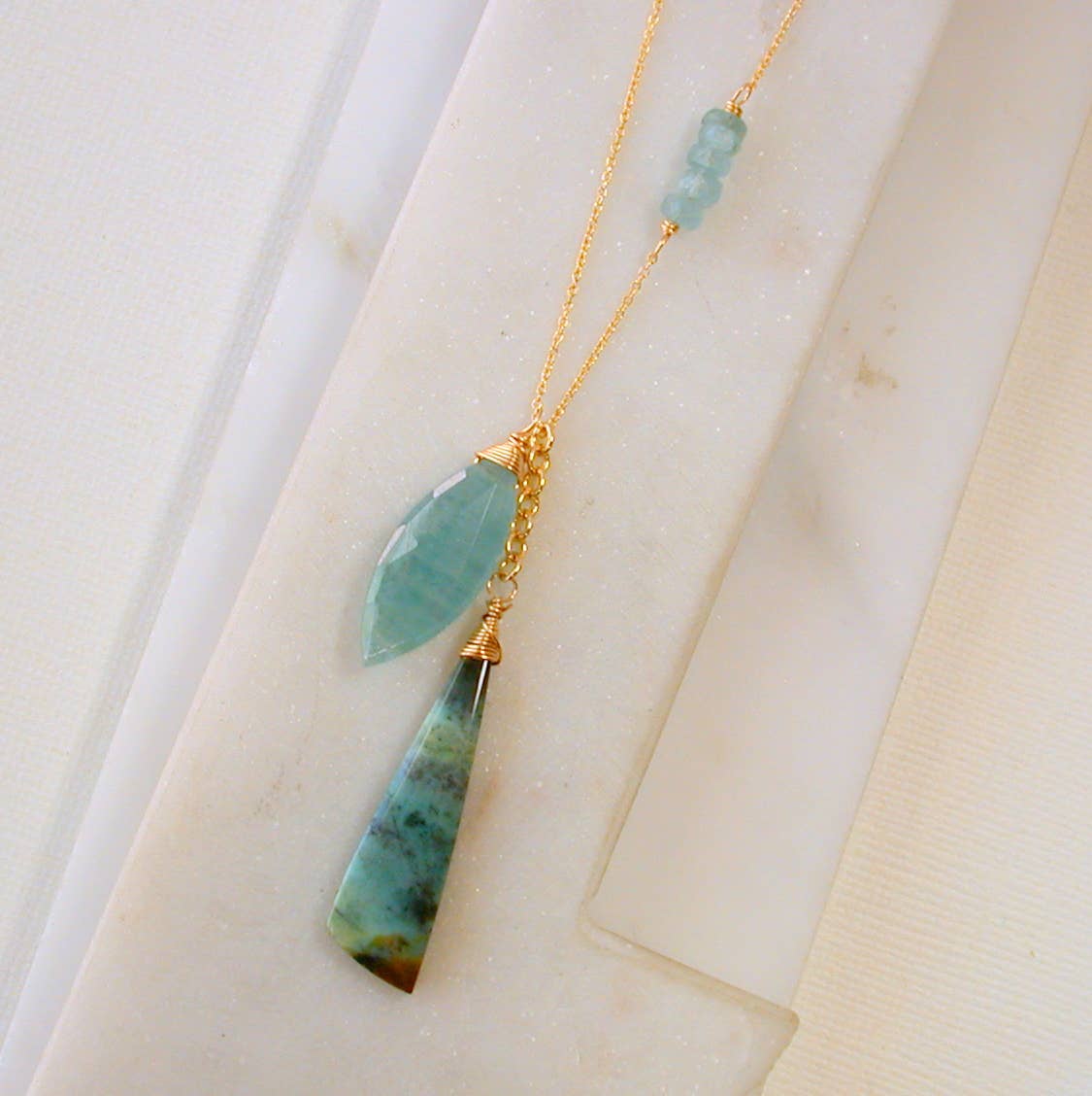 Limited Edition: Chrysocolla and Aquamarine Gemstone Necklace