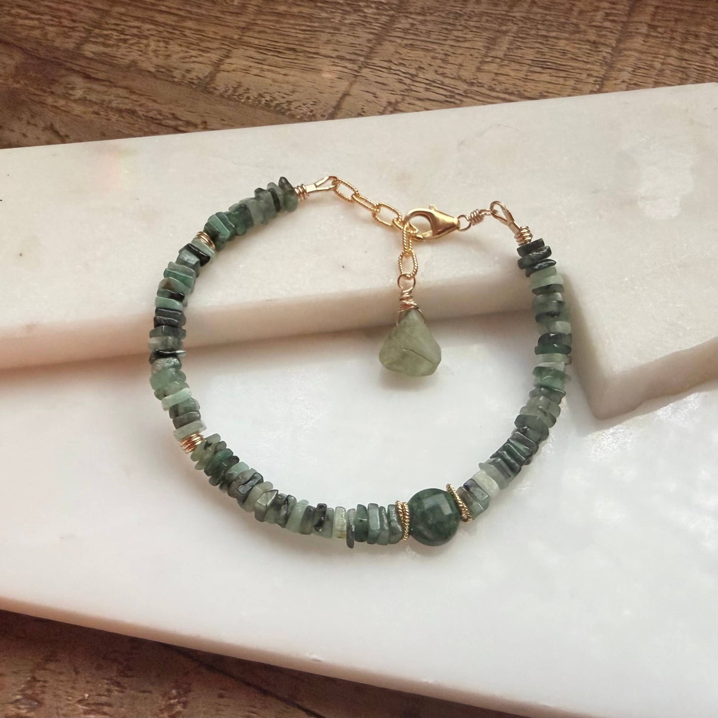 Emerald Heishi Gemstone Bracelet
