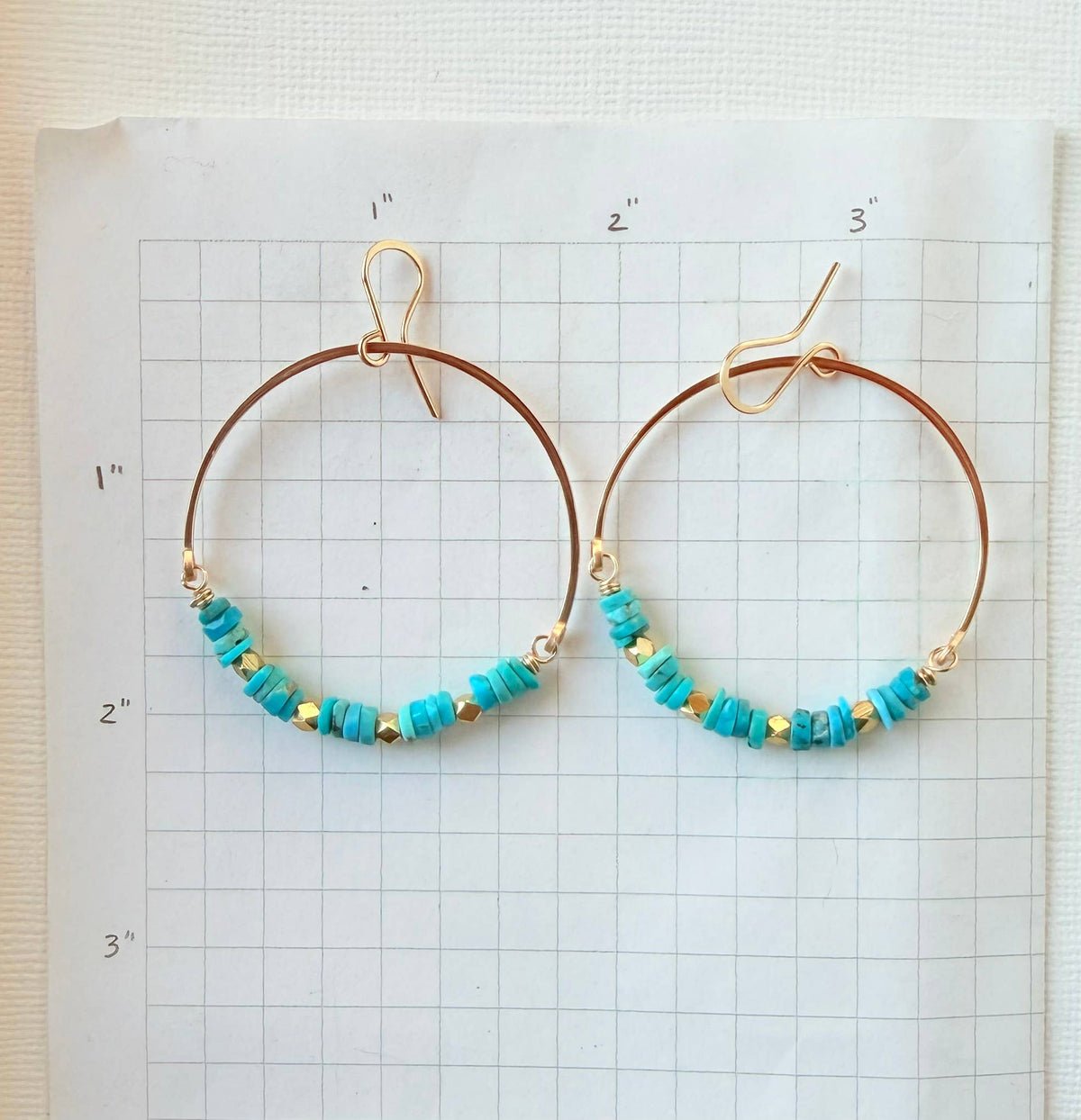 Turquoise and Vermeil Hoop Earrings