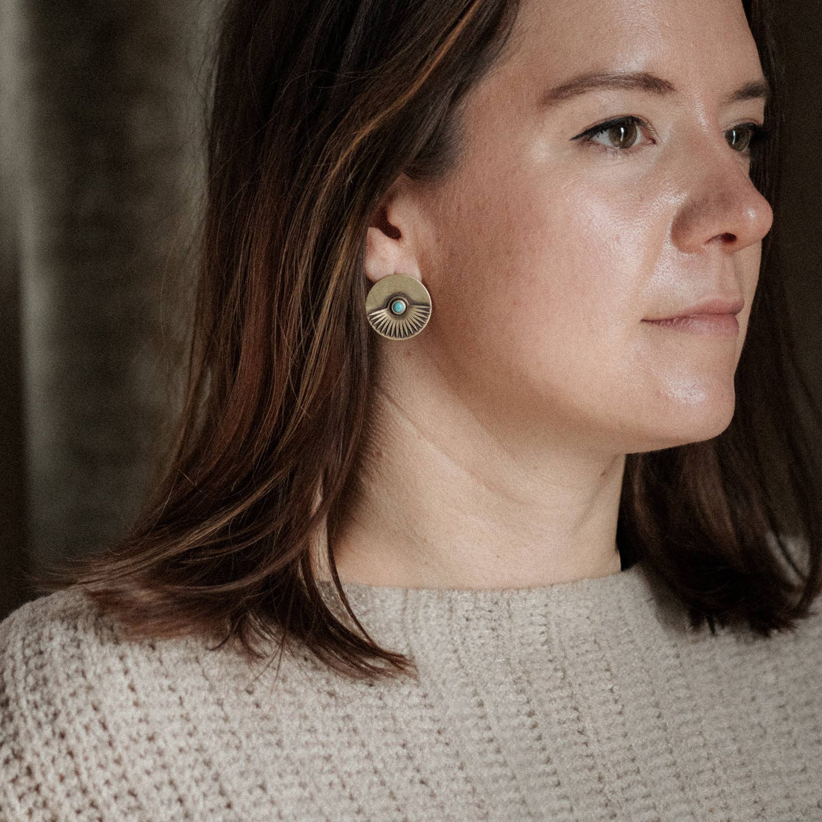 Yarrow Studs with Turquoise