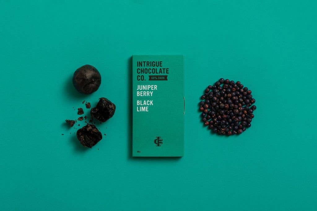 Intrigue Chocolate: Juniper Berry, Black Lime Bar