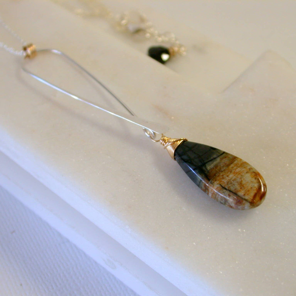 Modern Agate Necklace with mixed metals