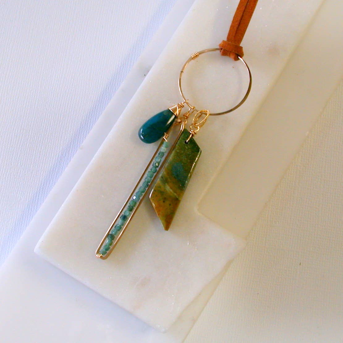 One of a Kind: Gemstone Pendant Necklace. Jasper. Apatite, Tourmaline