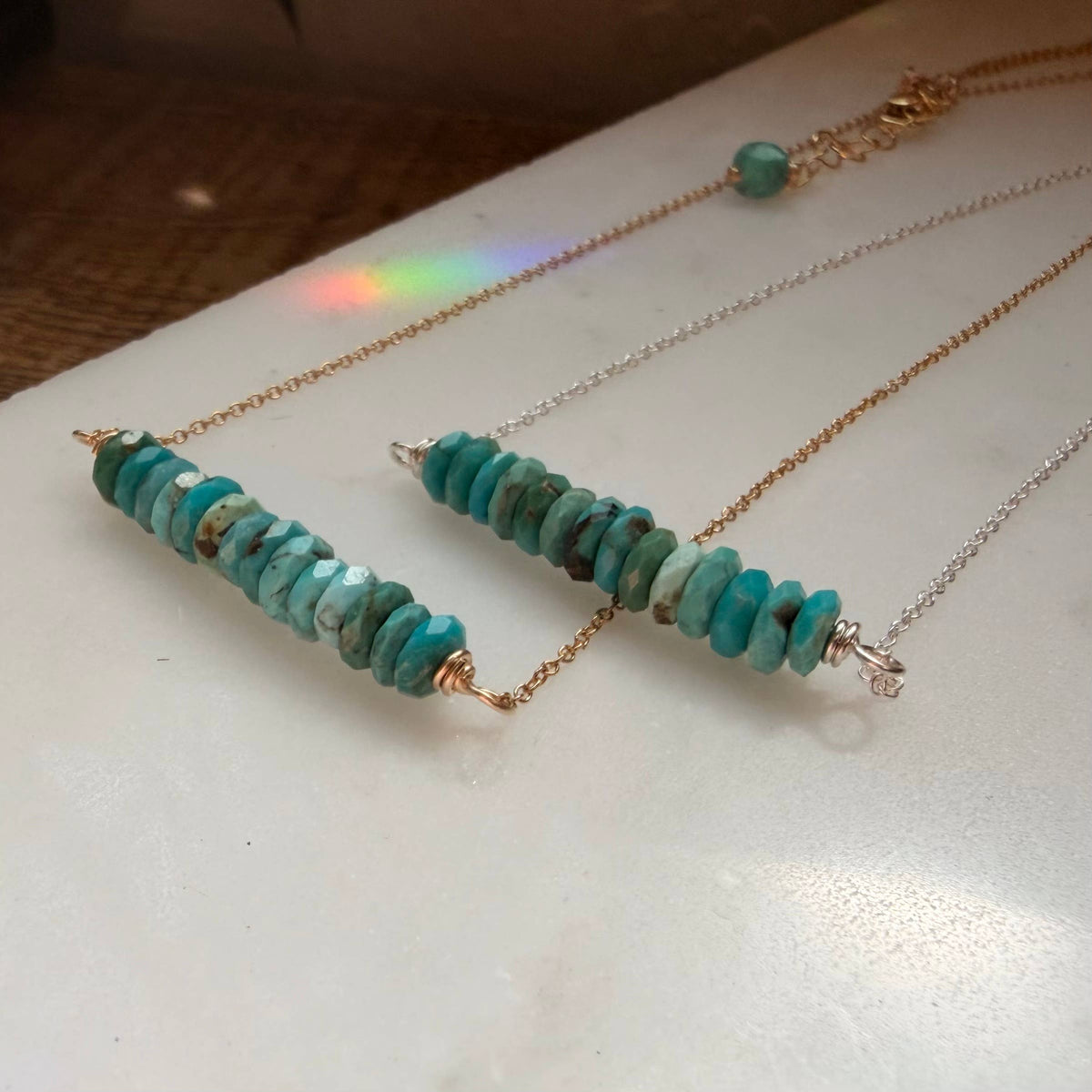 Turquoise Bar Necklace: Minimalist and Modern