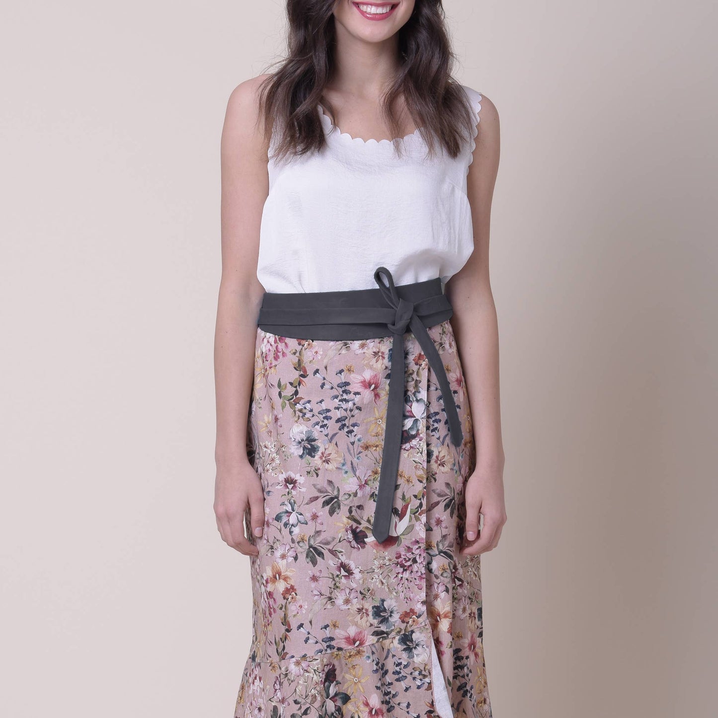 Leather Wrap Belt  |  Grey