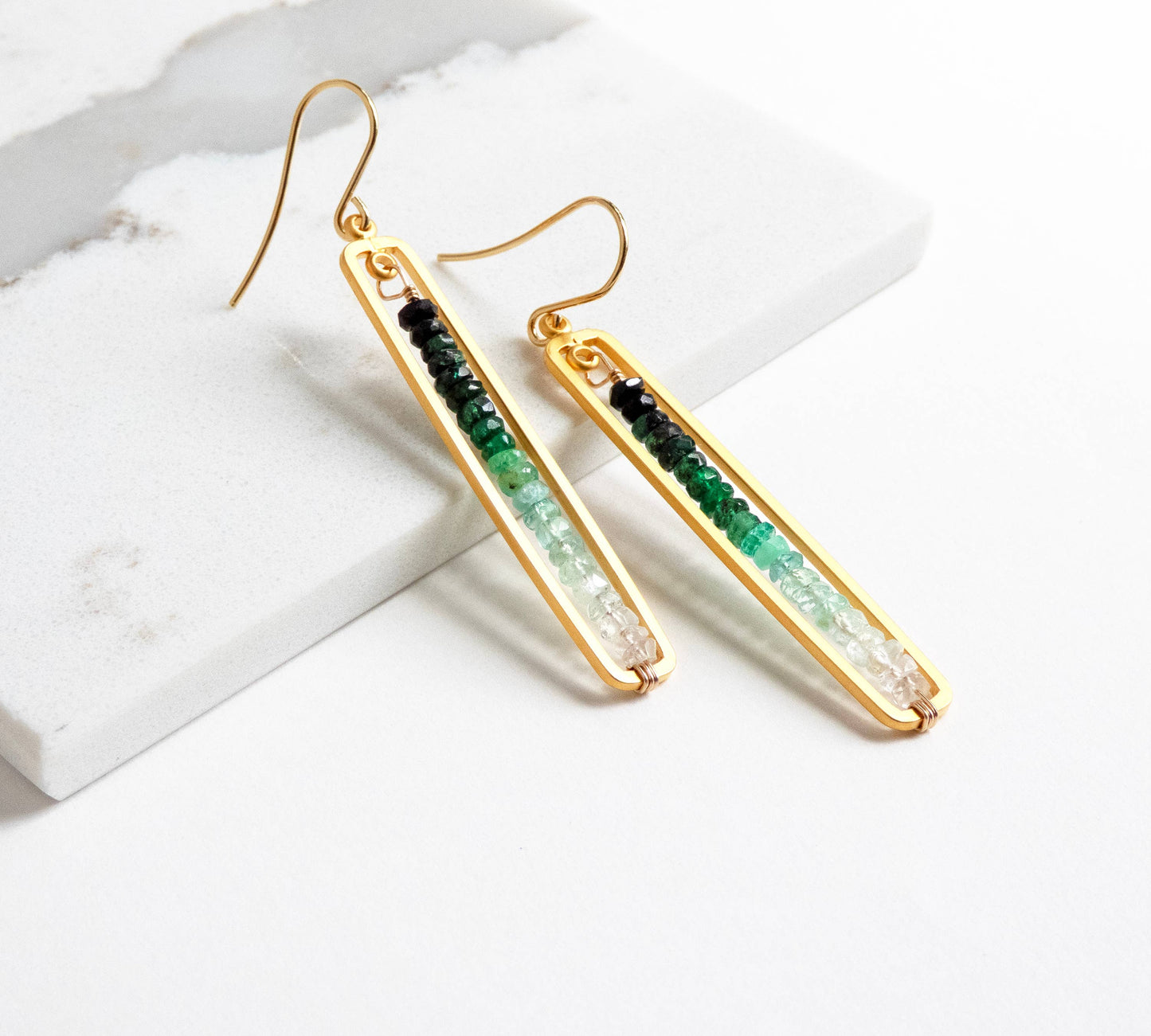 Emerald Bar Earrings