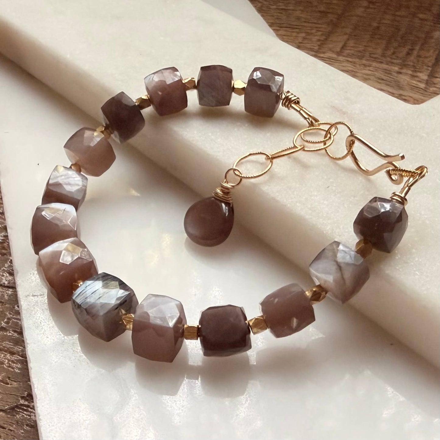 Chocolate Moonstone Beaded Bracelet