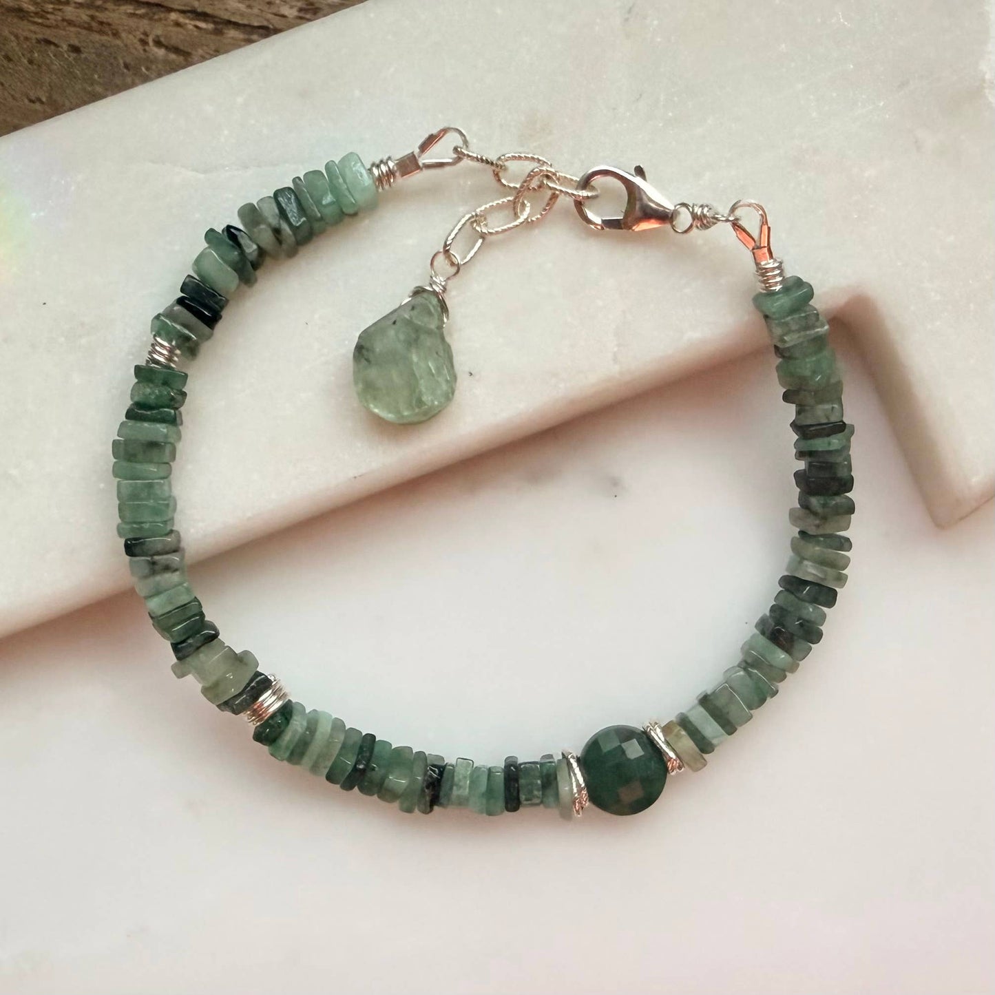 Emerald Heishi Gemstone Bracelet