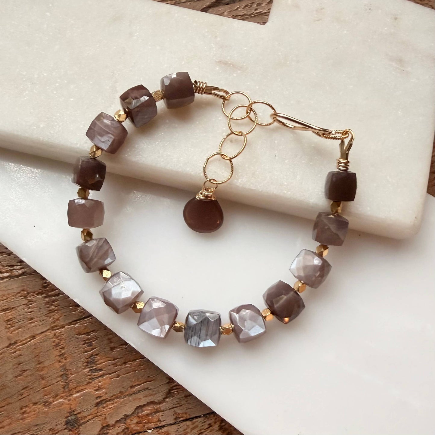 Chocolate Moonstone Beaded Bracelet