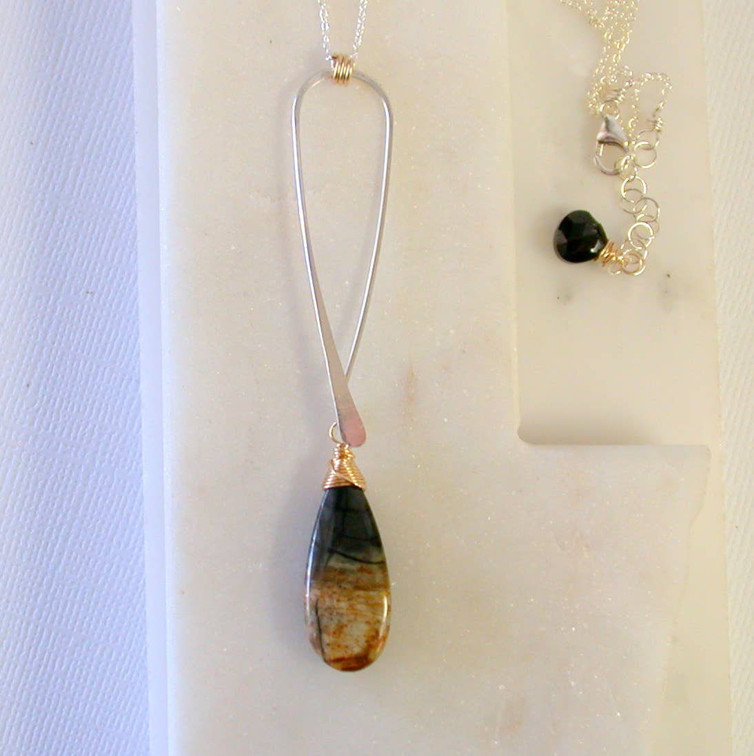Modern Agate Necklace with mixed metals