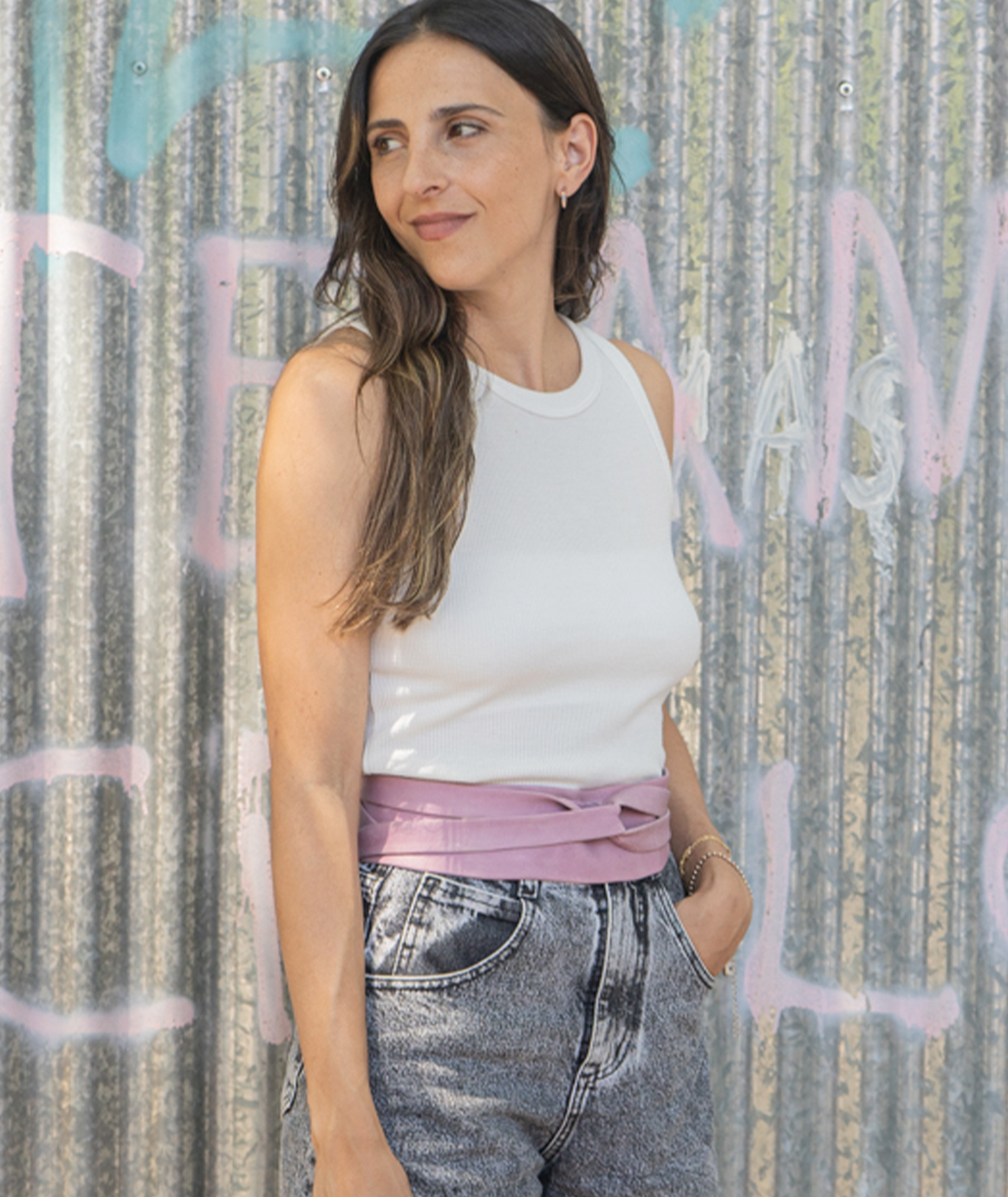 Leather Wrap Belt - Lilac