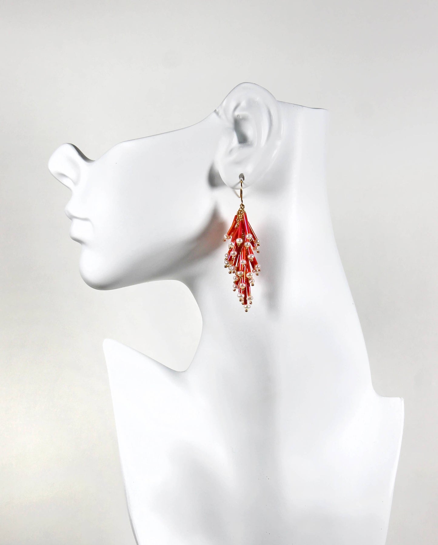 Pink Cluster Fringe Earrings