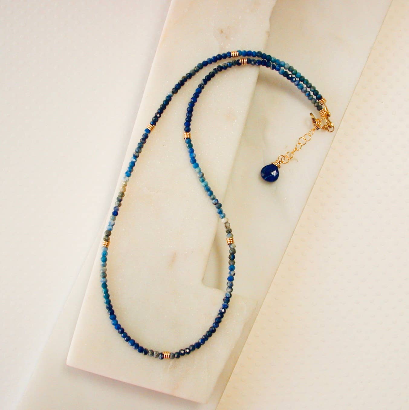 Sterling and Lapis Beaded Necklace