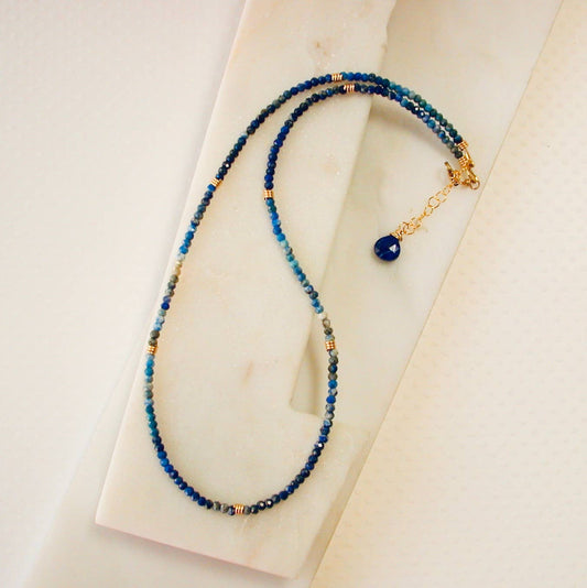 Sterling and Lapis Beaded Necklace