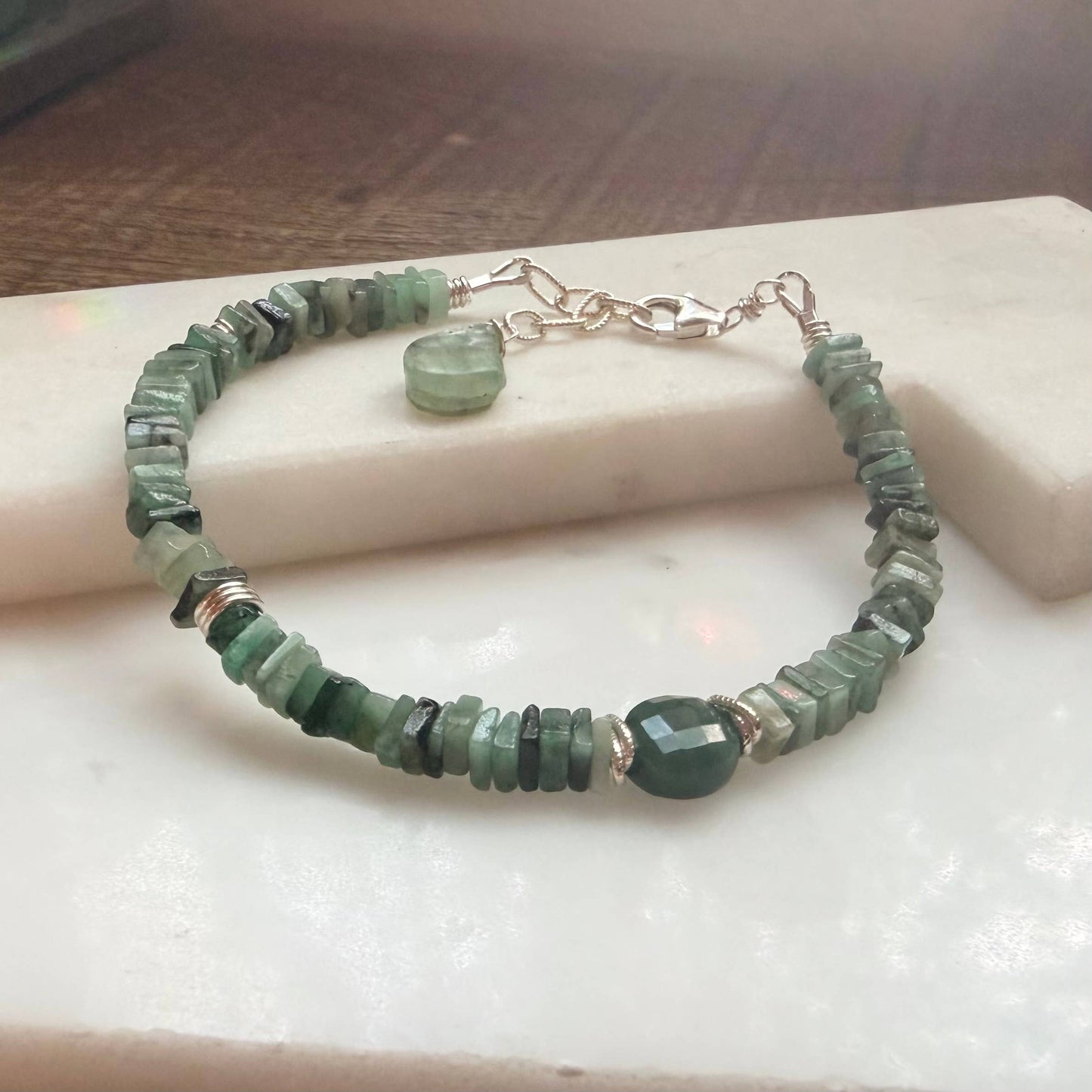 Emerald Heishi Gemstone Bracelet