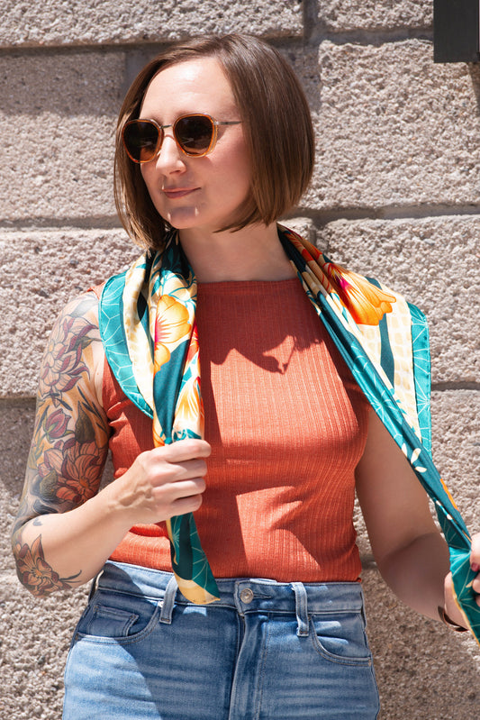 Desert Poppy Silk Scarf - Statement Size