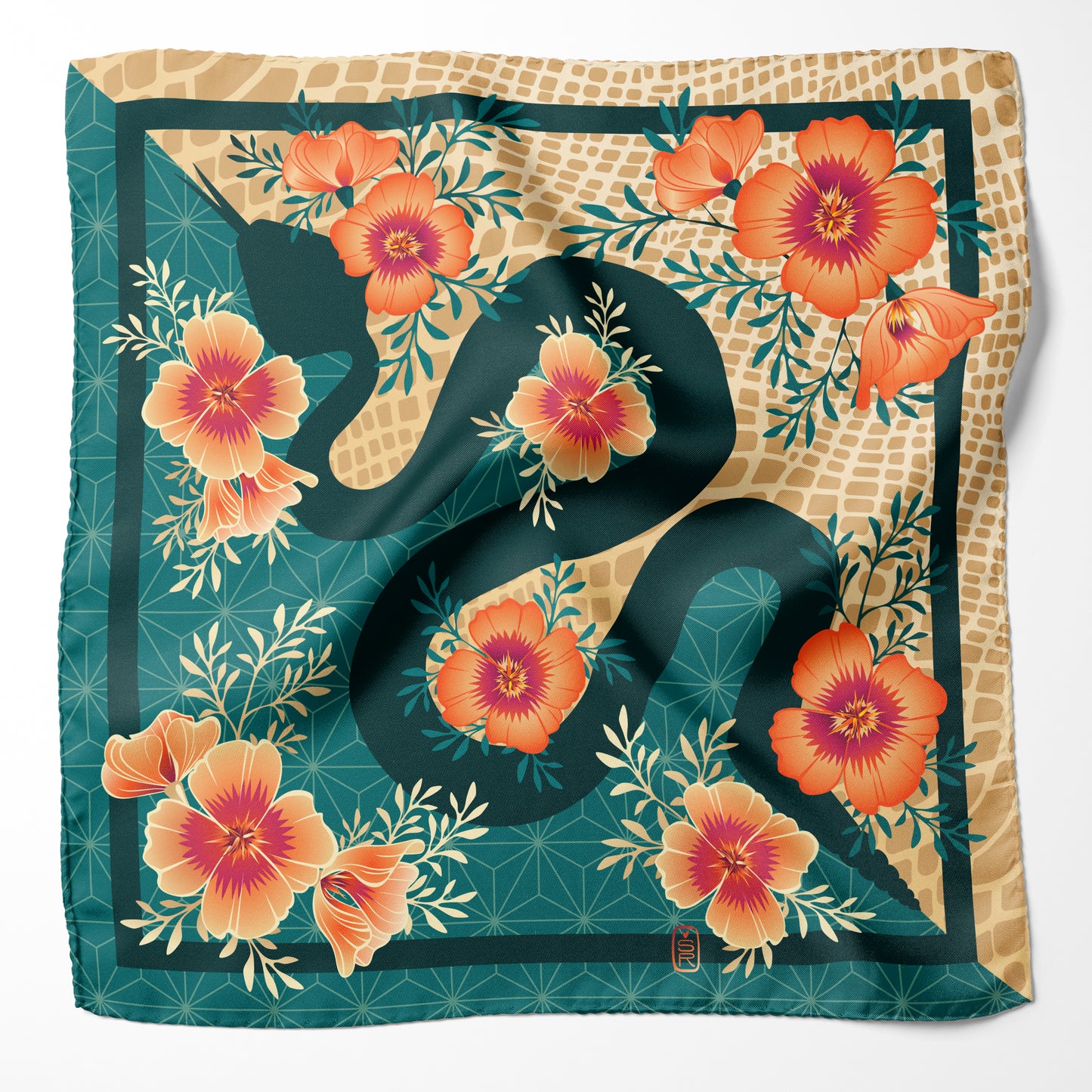 Men's Silk Pocket Square - Desert Poppy