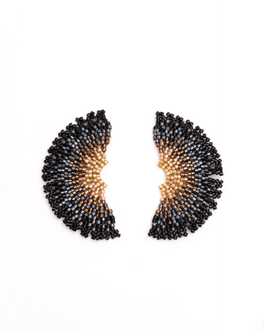 Beaded Handwoven Ginkgo Leaf Stud Earrings