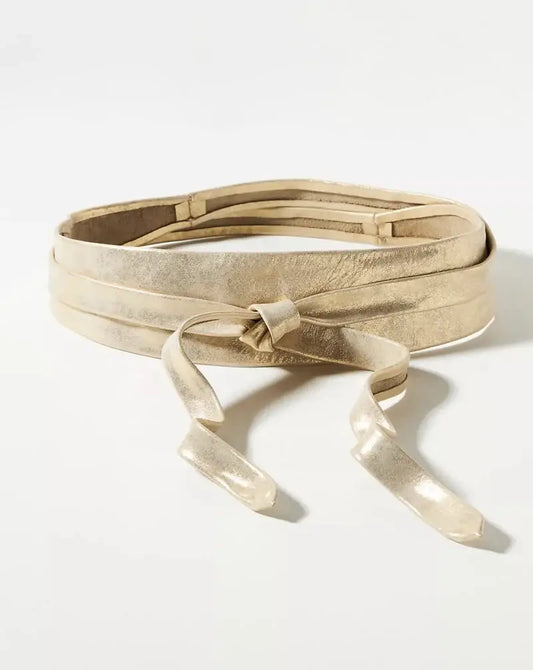 Leather Wrap Belt – Gold Metallic